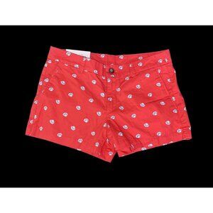 Uniqlo Women’s Chino Micro Shorts Size 4 Red Seashell Print NWT